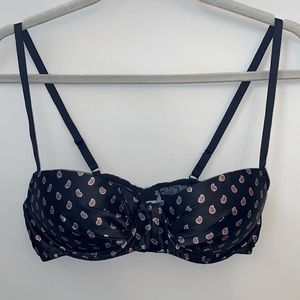 Aerie black with paisley balconette bra 36B